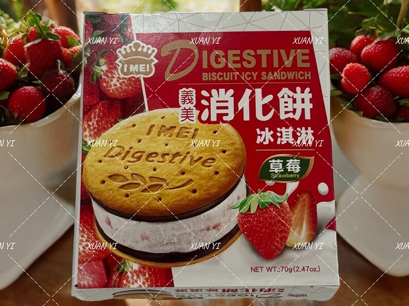 義美-消化餅冰淇淋草莓70g-團購